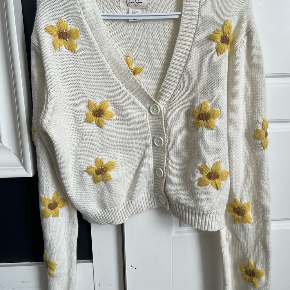 Jessica Simpson Cream and Yellow Floral Cardigan